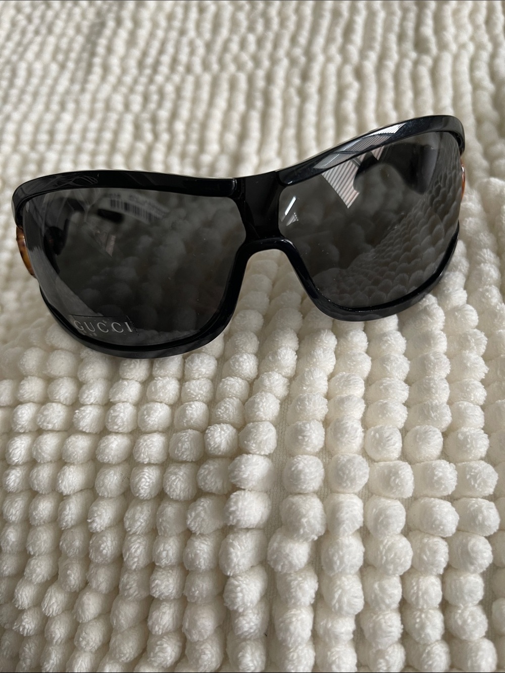 Gucci Black Shield Sunglasses with Dark Lenses